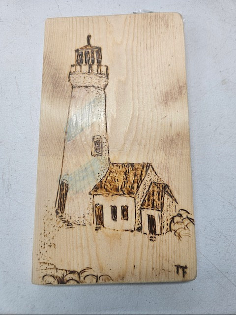 🌿 Seaside Lighthouse Pyrography – Hand-Burned Coastal Wall Art by Tom ...
